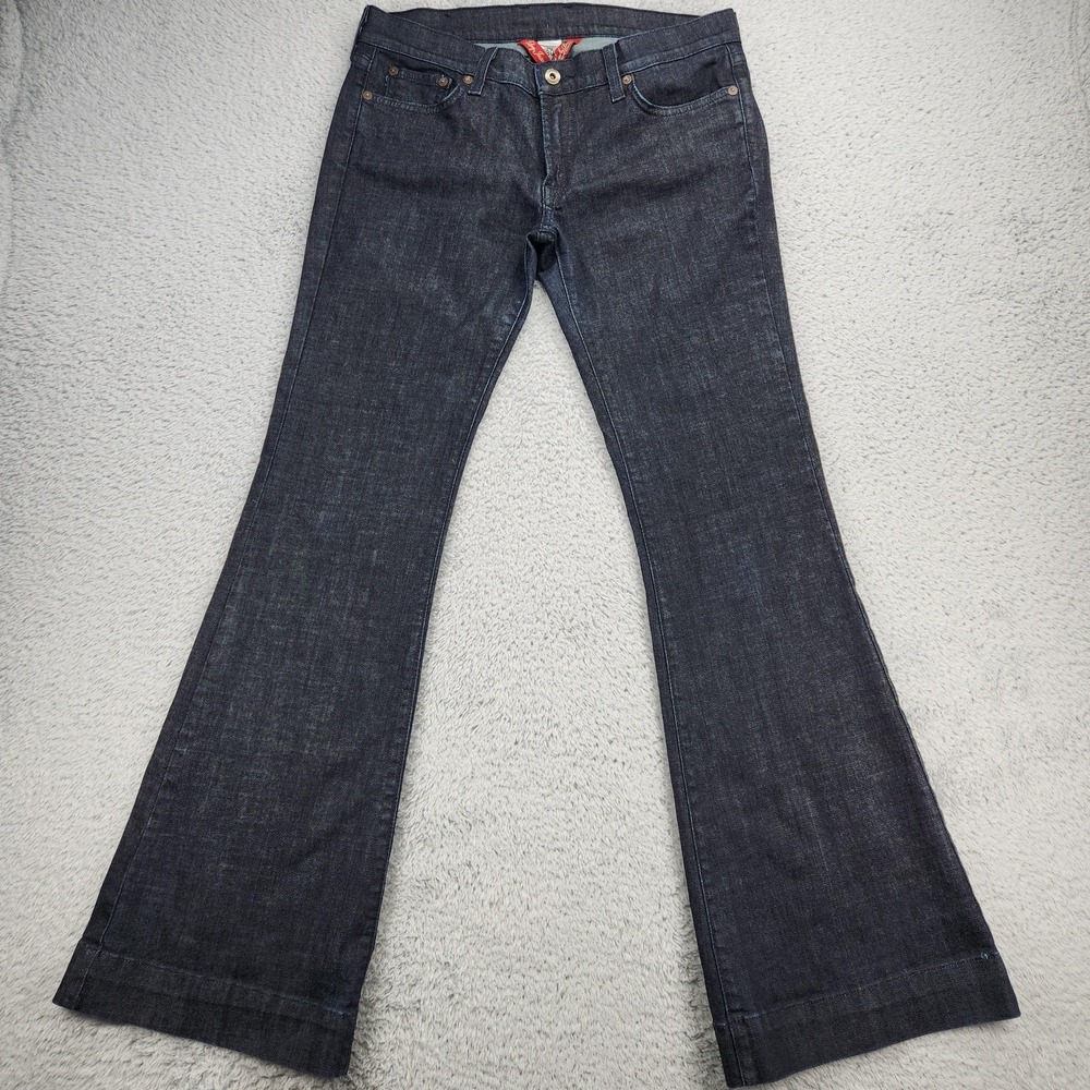 Lucky Brand Sundown Jeans Womens 10 Tall Dark Wash Wide Leg Stretch Denim USA